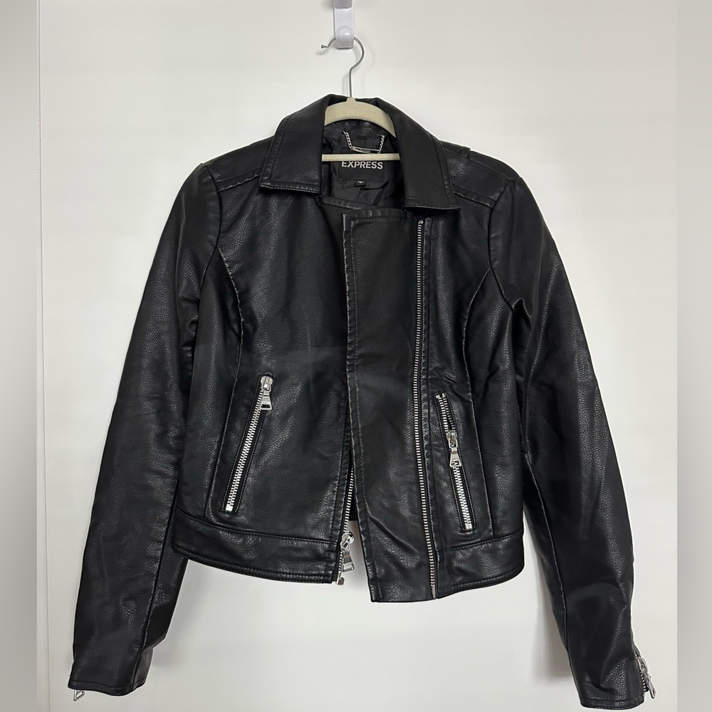 Black Faux Leather Express Jacket